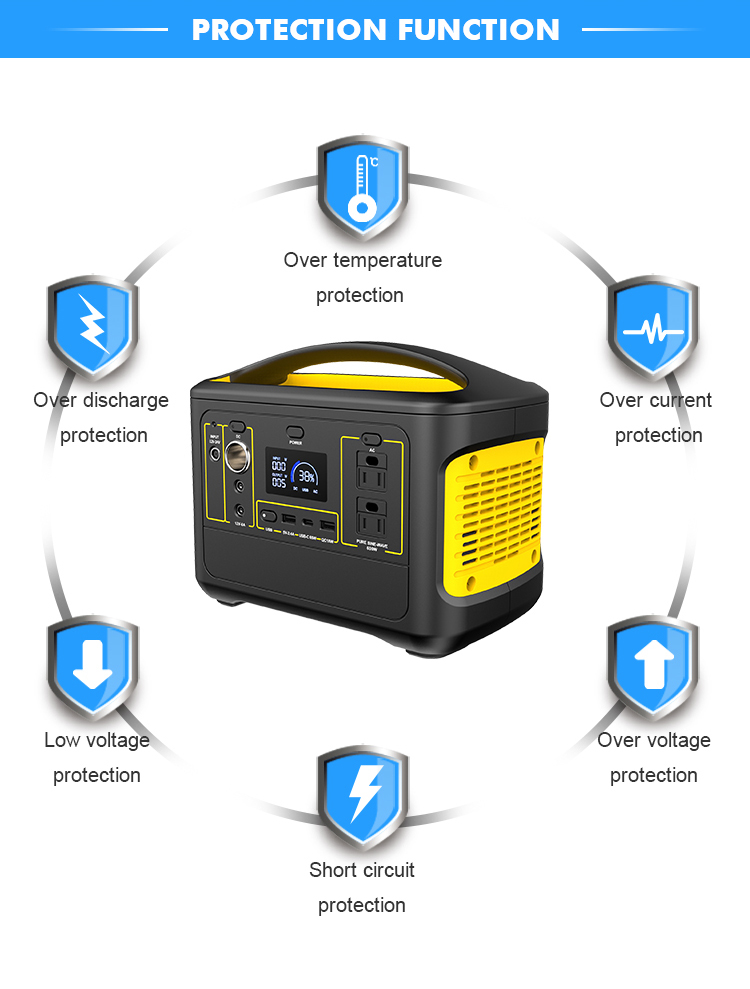 portable solar power station 500w 110v 220v ac output use for laptop outdoor work & camping