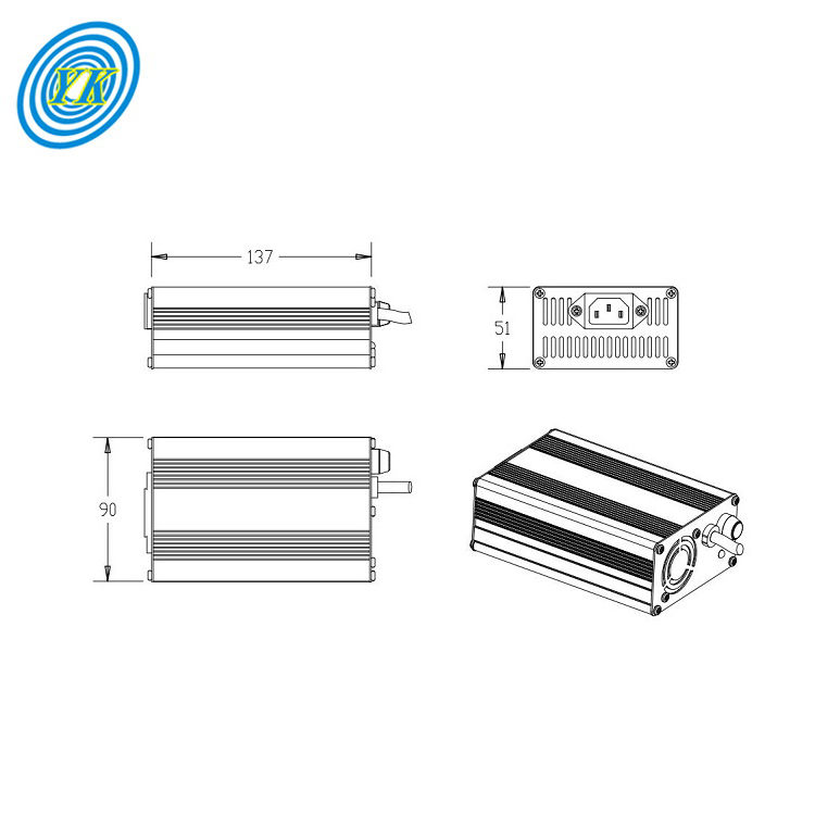 YUCOO 220VAC to 12V 24V 36V 48V 60V 72VDC 160-300W Lipo LiFePO4 Lead acid lithium battery charger